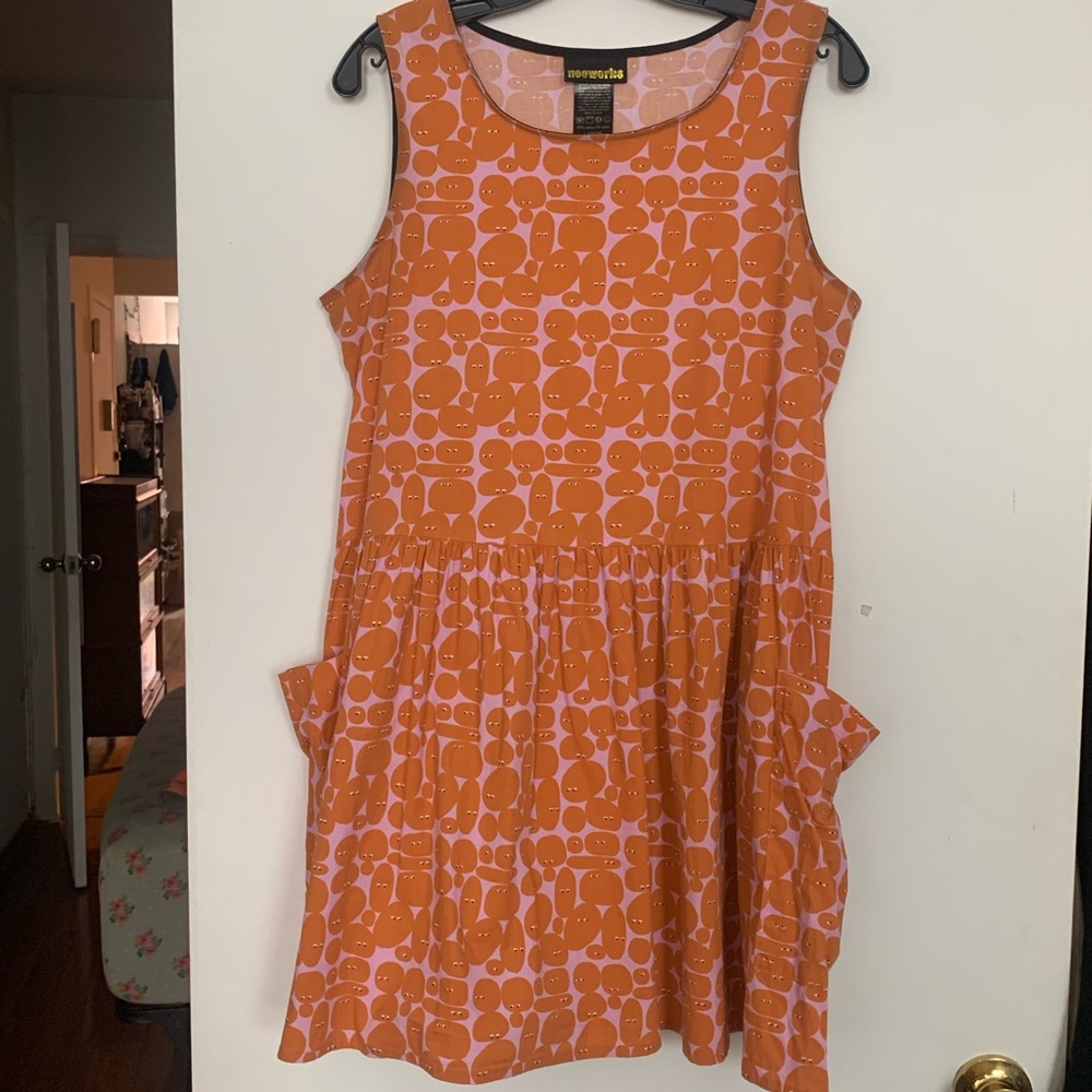Nooworks Orange Printed Mini Dress Pebbles Large